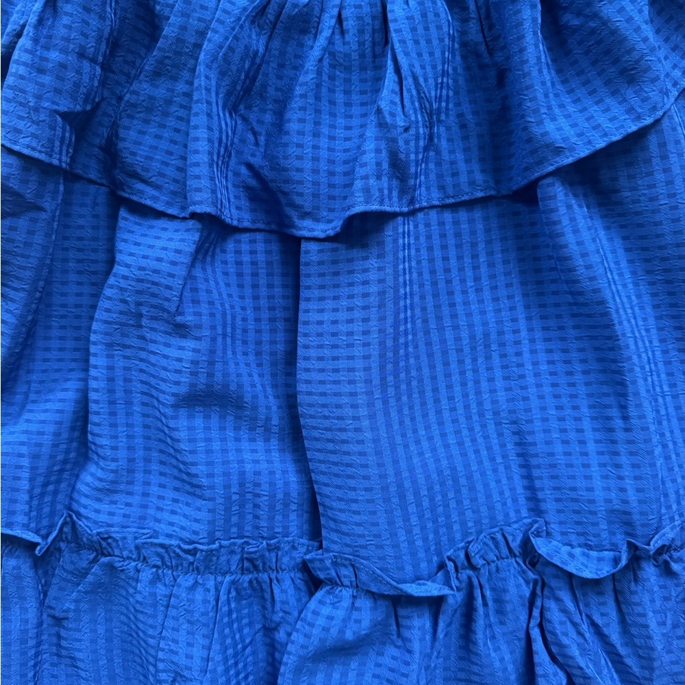 Women’s Blue Smocked Tiered Maxi Dress Spaghetti Strap Spring Size Medium NWT - Picture 6 of 11